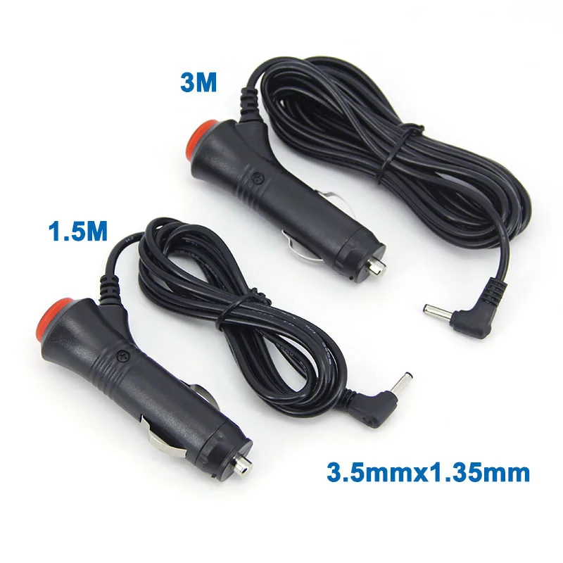1.5M 3Meter Car Cigarette Lighter Power cord Adapter On/Off Switch DC 12V DC 3.5x1.35mm 3.5 Plug Cable for GPS Radar Detector t