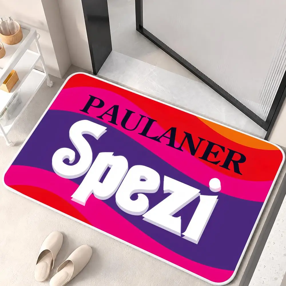 P-Paulaner Spezi Logo Floor Mat Flannel Rug Soft Non Slip Washable Door Mat for Bathroom Bedroom Kitchen Home Decor