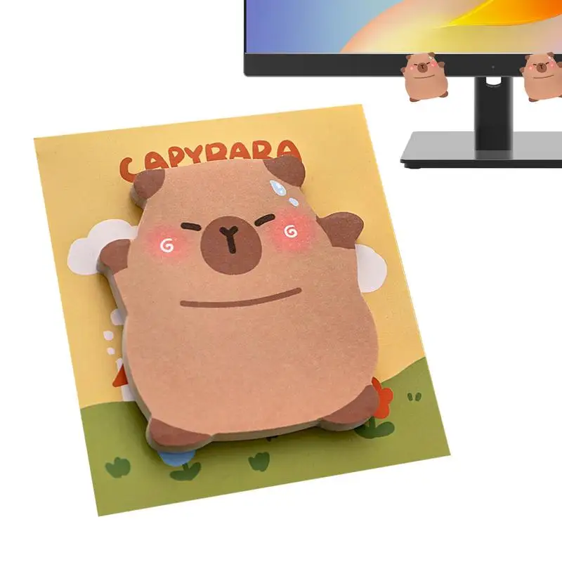 Cartoon Capybara Shaped Sticky Notes Cute Aesthetic School Stationery Memo Pad Self-Adhesive Notes Back to School