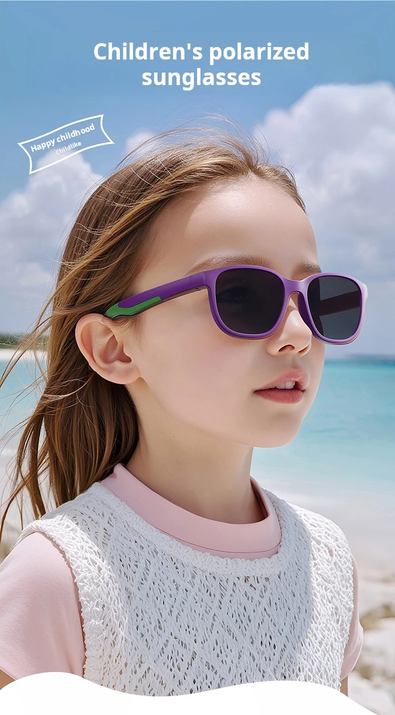 Fashion Square Polarisierte Kinder-Sonnenbrille, ultraleicht, umweltfreundliche Materialien, Sonnenbrille für Jungen und Mädchen, Outdoor-Sport-Sonnenbrille – Detail 1