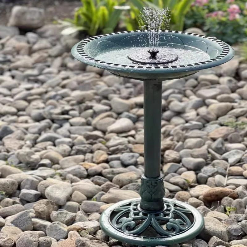 Solar Bird Bath Fountain Pump Floating Garden Pond Outdoor Plastic Basin Water Feature Antique Bird Lovers Gifts Yard Statue