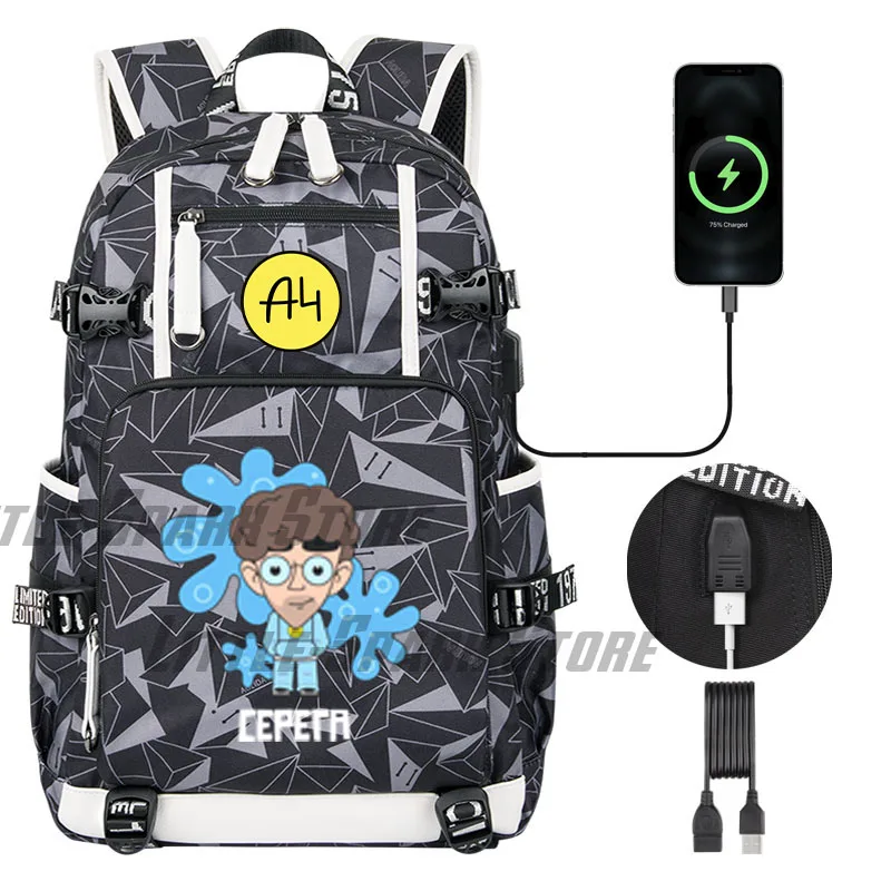 

Cartoon Футболка А4 Влад А4 Print school backpack high quality USB Merch A4 Boy girl Schoolbag for elementary school students