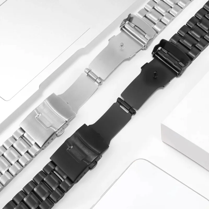Customized Logo  Luxury Five Bead Solid Stainless Steel Watch Band with Double Buckle Bracelet Watch Refit Accessories DIY OEM