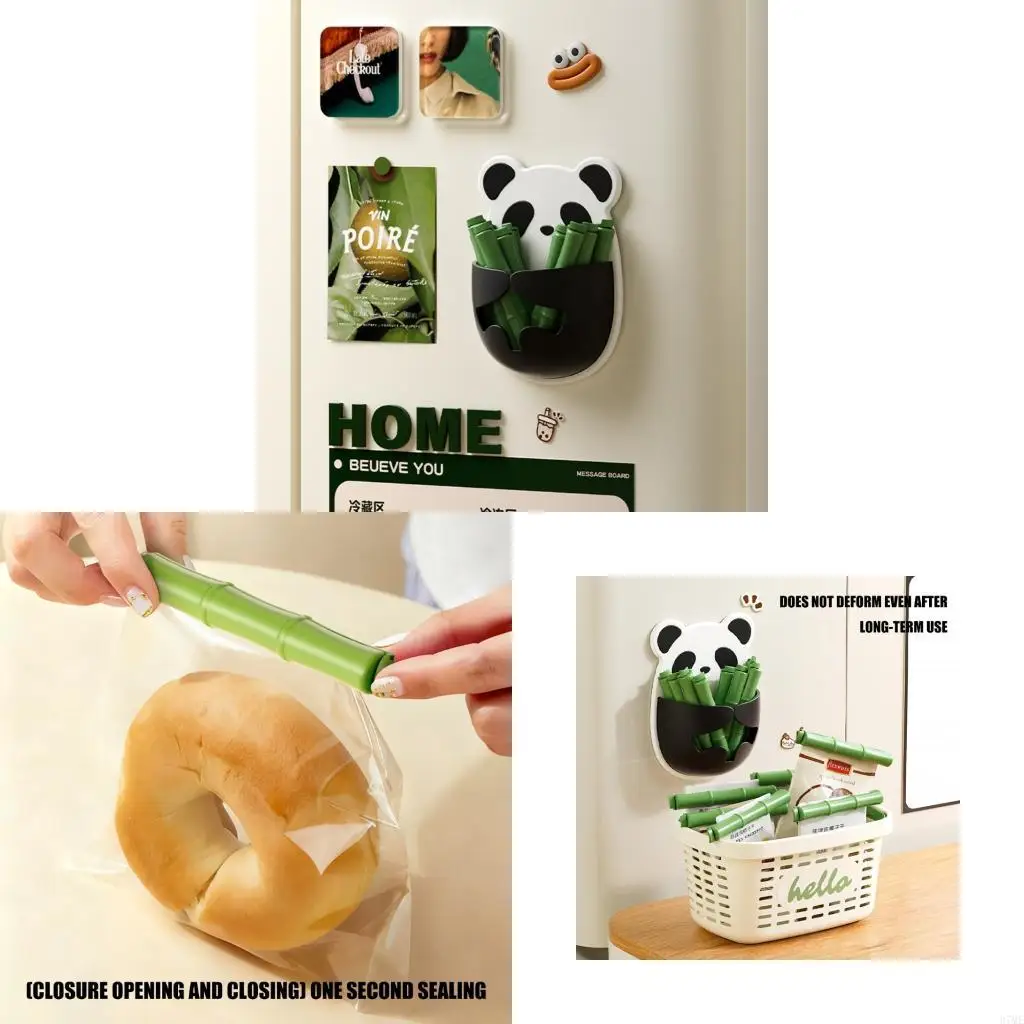 37ME Practical Panda Designs Plastic Clip Panda Refrigerator Sticker Sealing Clamps