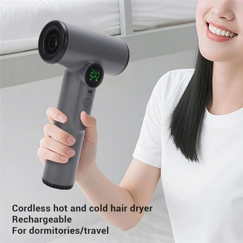 【PLAISIR】Travel Portable Wireless Hair Dryer 30000 Rpm Negative Ions USB Charging Outdoor High-Speed Cold Warm Wind 100 Gears - view 4