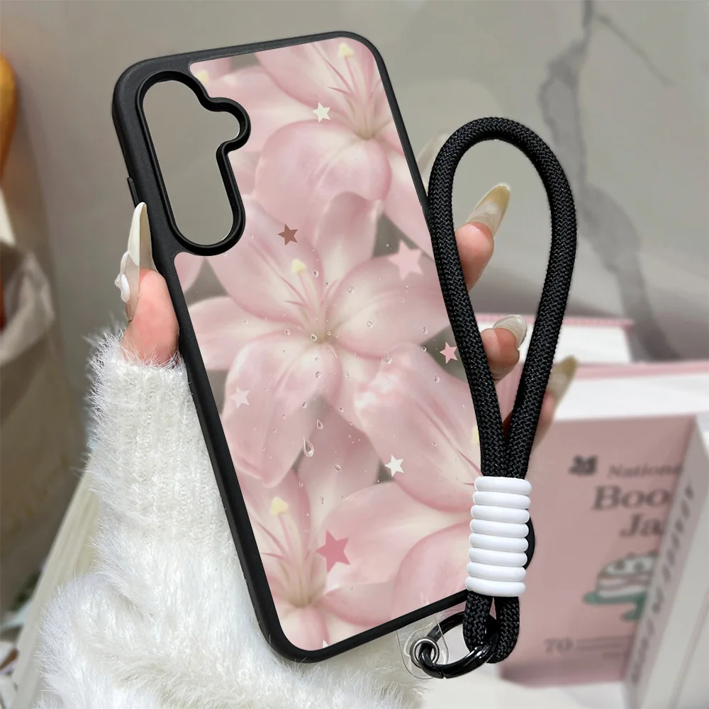 Pink Lily Phone Case For Samsung A57 A35 A36 A18 A55 A17 A56 A07 A37 A08 A16 S24 FE S26 Ultra Shockproof Matte Transparent Cover