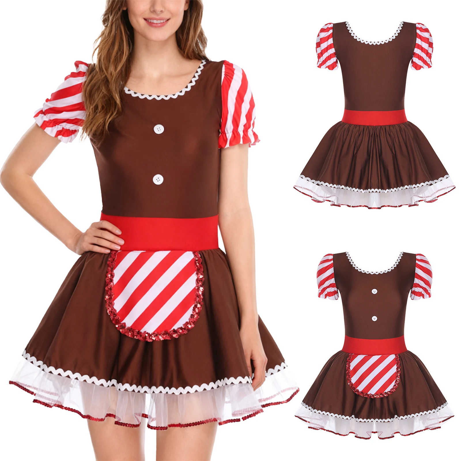 النساء فتاة الزنجبيل رجل عيد الميلاد زي توتو فستان رقص الباليه قصيرة الأكمام ثياب تول فستان لملابس التزلج على الجليد