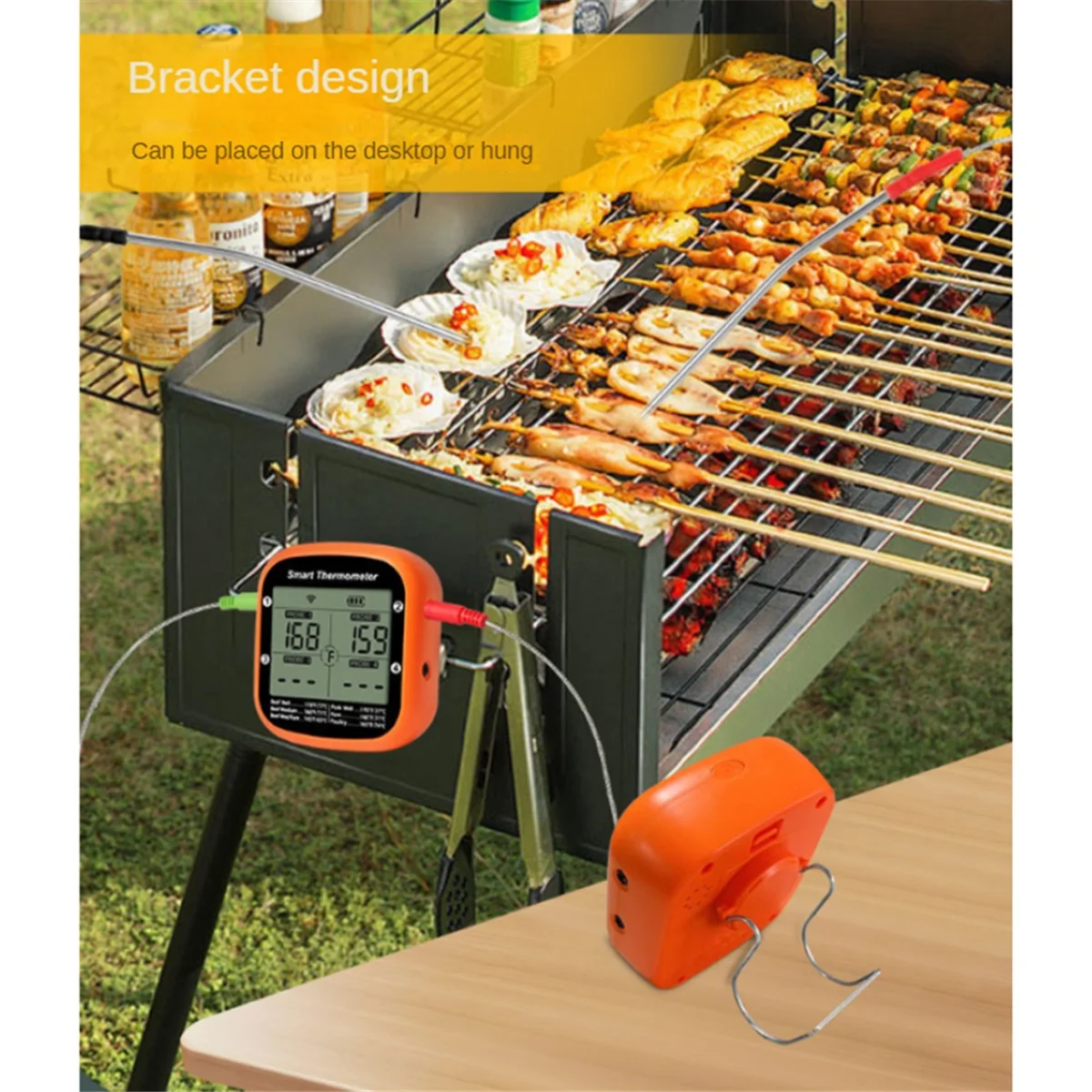 Wireless Meat Thermometer for Grilling Smoker Oven APP Digital Thermometer with Four Probes Smart BBQ Food Thermometer