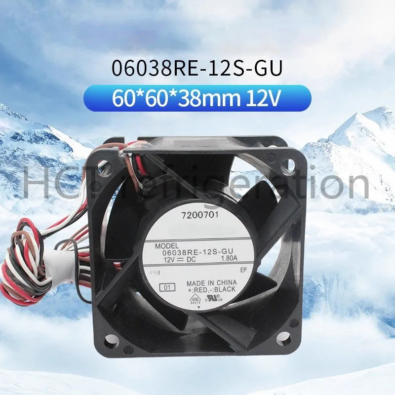 Brand New Original 06038RE-12S-GU 12V 1.80A Waterproof fan four wire temperature control Fan