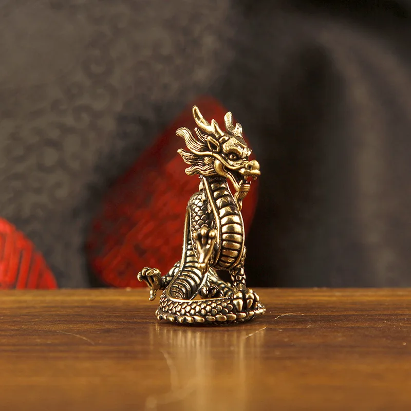 1/2pcs Brass Retro Ruilong Ornament Zodiac Dragon Panlong Nafu Xianglong Desktop Decorative Ornament