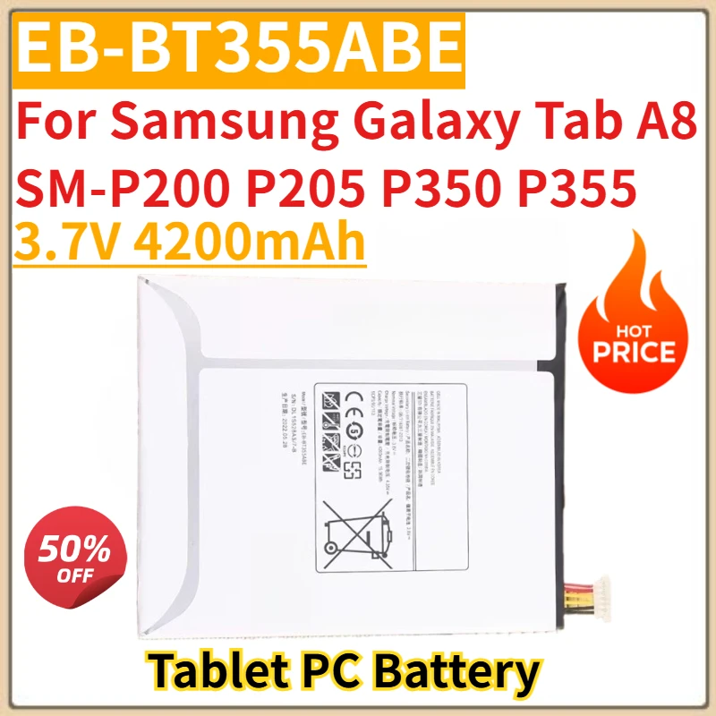 

Tablet PC Battery 3.7V 4200mAh EB-BT355ABE For Samsung Galaxy Tab A8 SM-P200 P205 P350 P355 Replacement Battery New High Quality