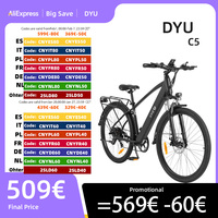 DYU C5 Electric Bicycle 350W Brushless Motor 48V10AH Built-in Lithium Battery E-bike 27.5 Inch Tire Adult Urban Electric Bike