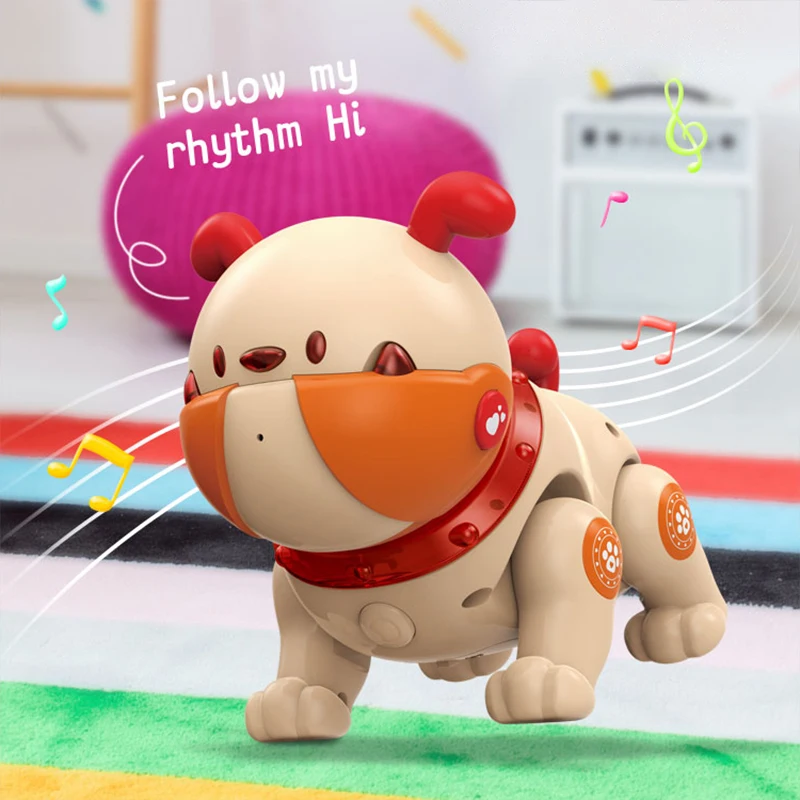 Buldog elektryczny dla dzieci inteligentny Robot pies nagrywanie dźwięku oświetlenie muzyczne wielofunkcyjny prezent dla zabawki do wczesnej edukacji dzieci