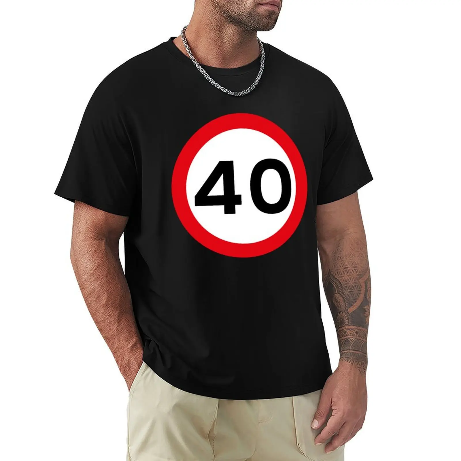 40 mph UK Speed Limit sign - 40 (Fortieth birthday) T-Shirt Trendy Print Short Sleeve T-Shirt