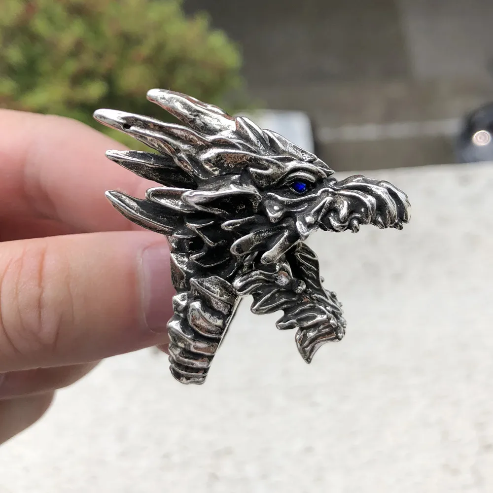 Vintage Dark Style Dragon Ring Creative Men Magic Punk Gothic Movable Mouth Rings Unique Gifts Collection Jewellery