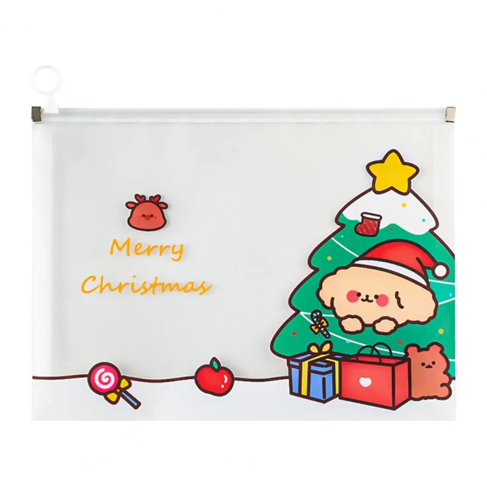 File Organizer Portable File Holder Smooth Zip Waterproof  Useful Cartoon Christmas Student A4 Zipper Bag