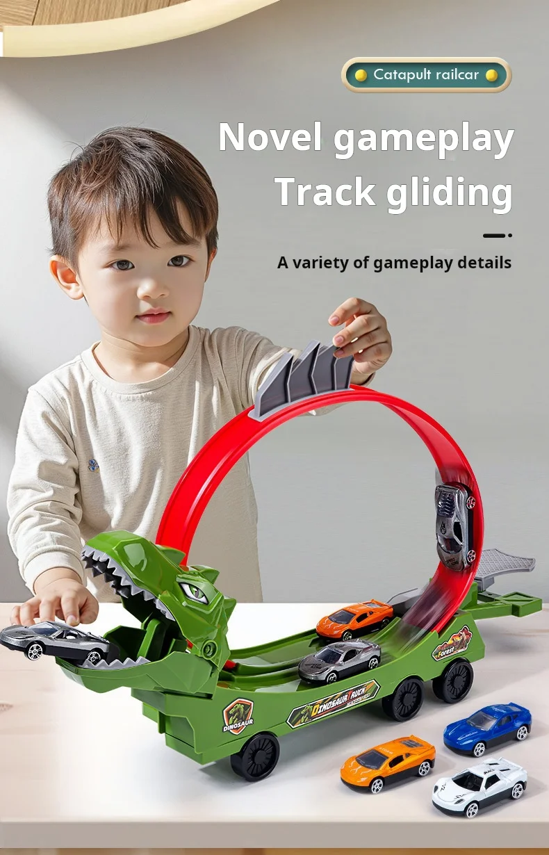 Dinosaurier Track Auto Schiebe Eisenbahn Spielzeug Shark DIY Montiert Schiene Kinder Spielen Fahrzeuge Pädagogisches Spielzeug Für Jungen Geschenk – Detail 6