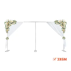 6M X 3M Wedding Backdrop Stage Stand 10x20ft Heavy Duty Square Metal Arch Frame Backdrop Stand Kit