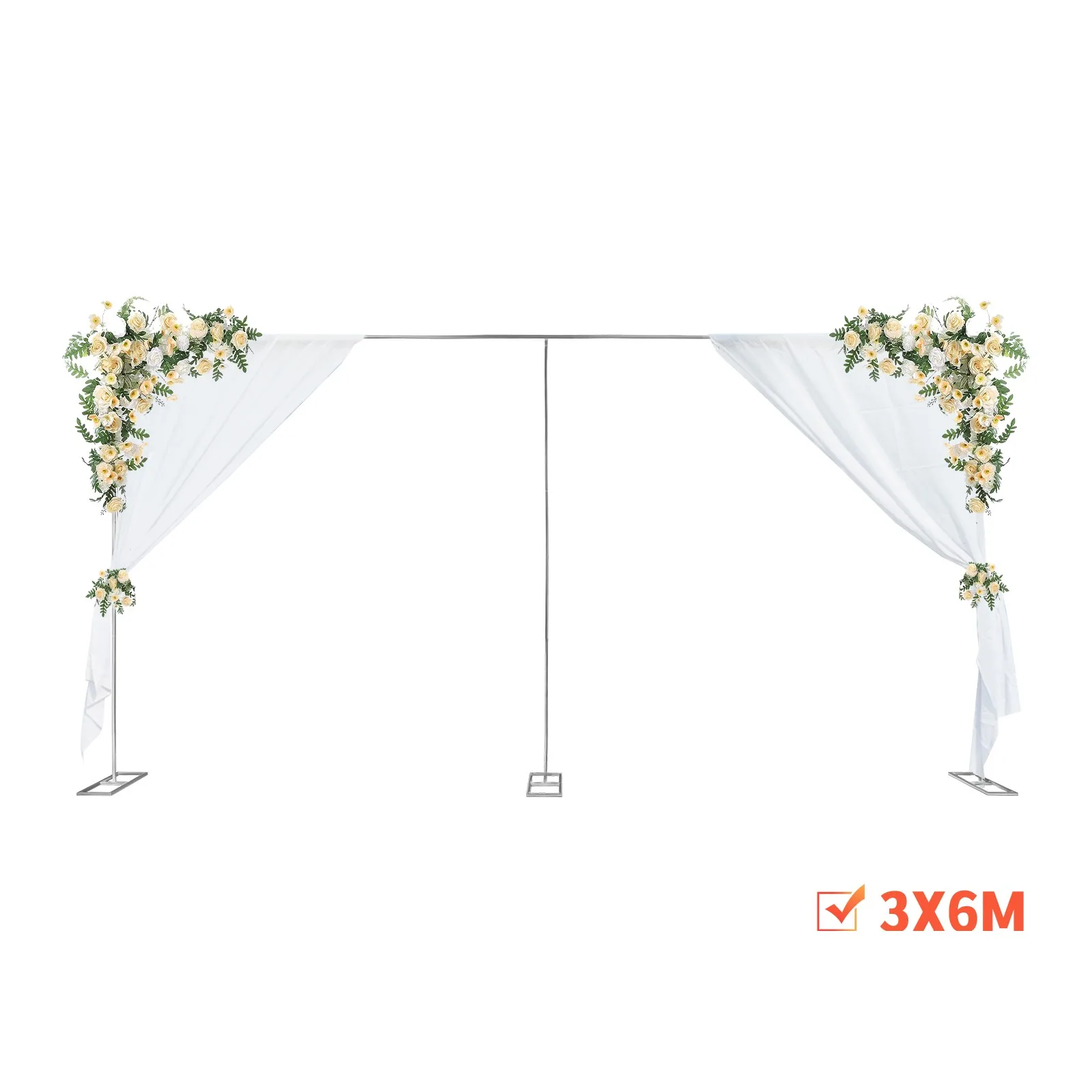 6M X 3M Wedding Backdrop Stage Stand 10x20ft Heavy Duty Square Metal Arch Frame Backdrop Stand Kit