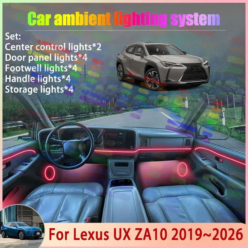 

For Lexus UX ZA10 2019~2026 2020 2/18 in 1 Car Atmosphere Light Lamp RGB Shade Ensemble Streamer Atmosphere Set Auto Accessories