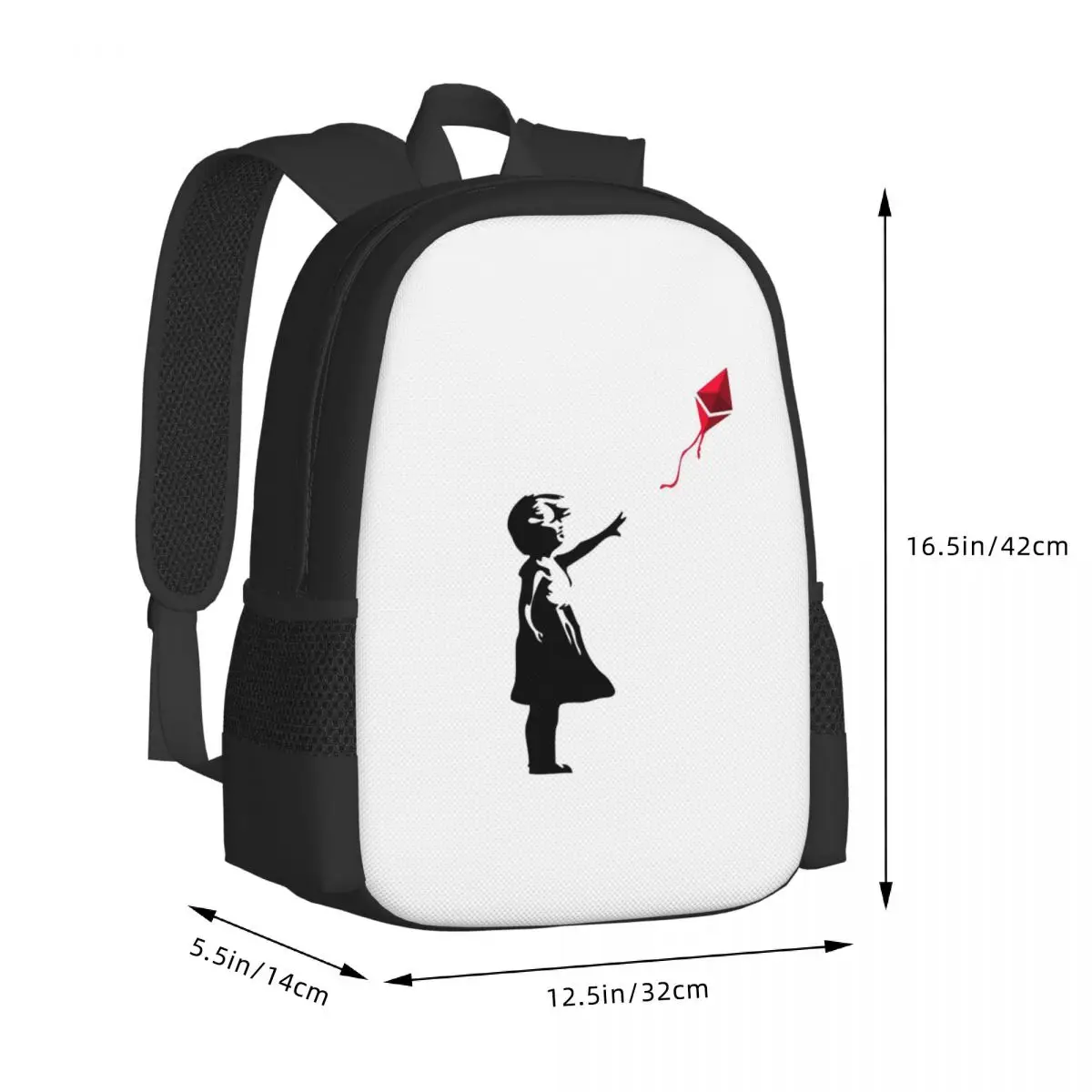 Ethereum X Banksy Balloon Girl Student Backpack School Bag Hiking Travel Daypack for Boys Girls Fashion Bookbag Shoulder Bags