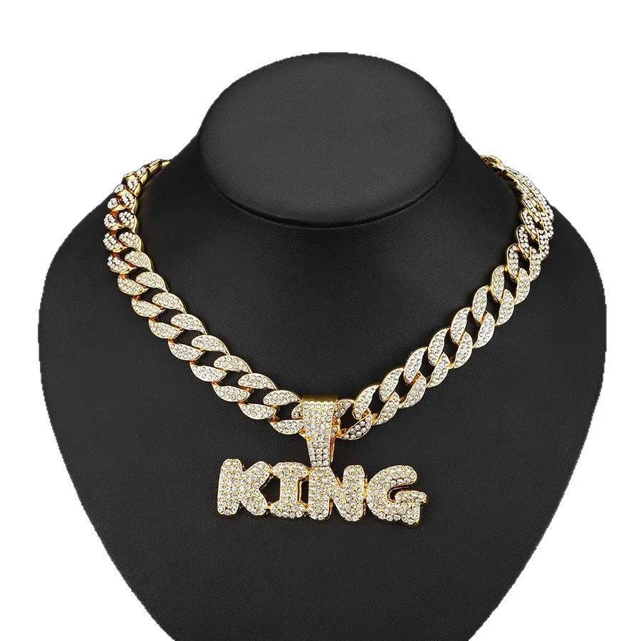 DIY accessories Men's niche environmental protection alloy hip-hop street style full of diamonds string chain letter KING male m