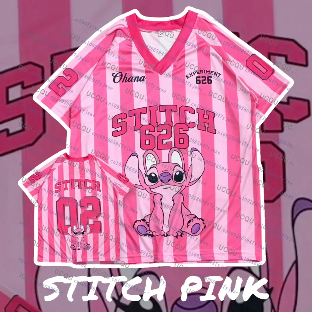 أزياء ديزني الكلاسيكية الكرتون غرزة الملاك لكرة القدم جيرسي تنفس الخامس الرقبة الرياضة كبيرة الحجم التدريب التي شيرت الوالدين والطفل التي شيرت #2