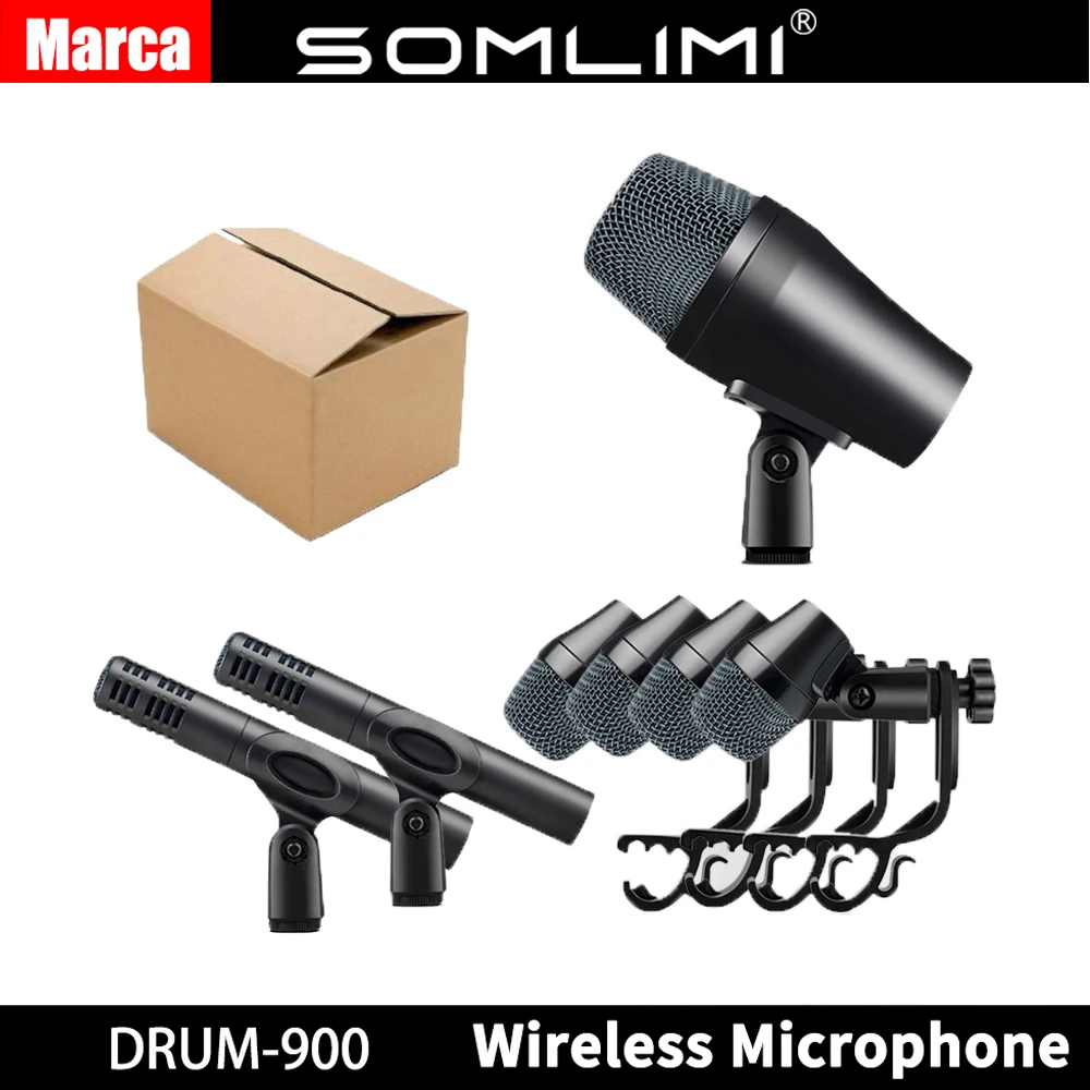 

SOM Drum-900 7-Piece Wired Dynamic Drum Microphone (Whole Metal) 902 Kick Bass，914 Condenser Cymbals Mic，904 Tom/Snare Set-Use