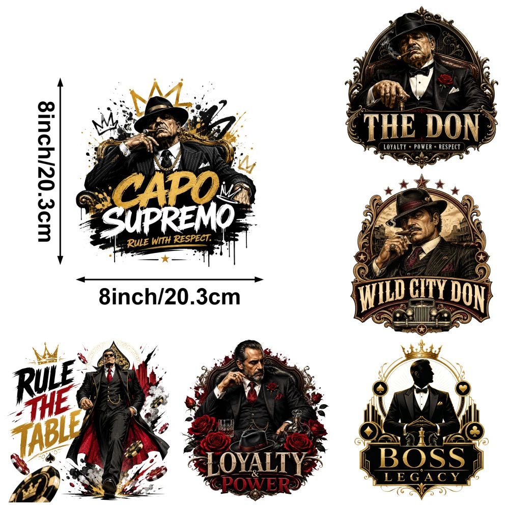 6 Pcs The Don DTF Iron on Transfers Ready to Heat Press for T-Shirts, Jeans, Backpacks, Hats, Pillows