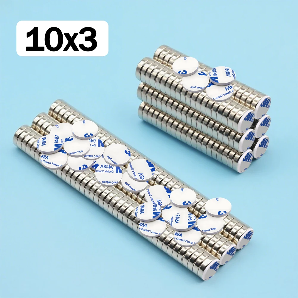 Superstarker Neodym-Magnet mit doppelseitigem Klebeband, runder Magnet N35, starke Permanentmagnete