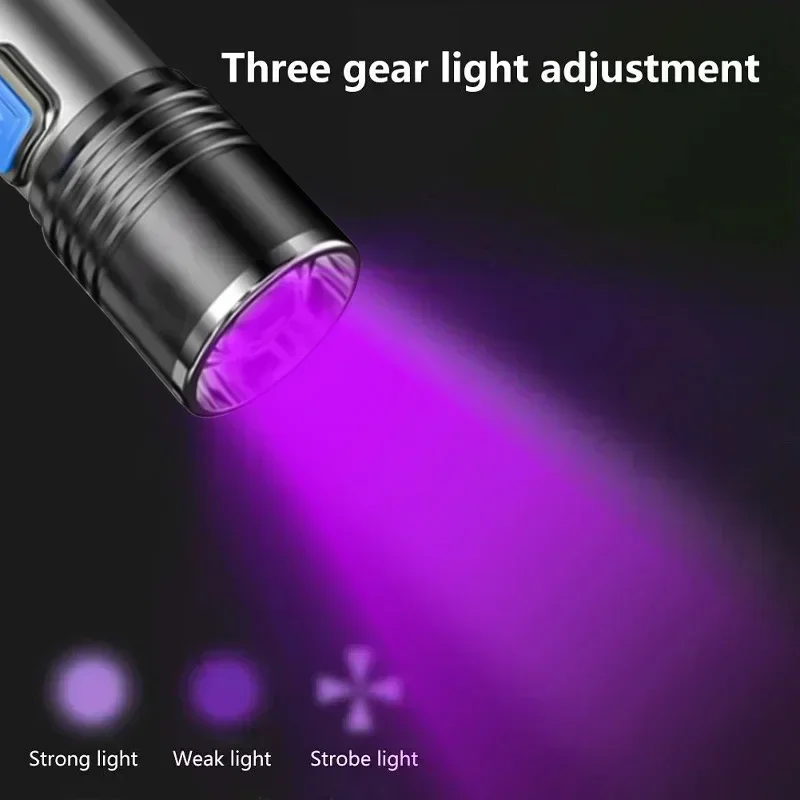 395nm USB Rechargeable UV Flashlight, Pet Urine Detector & Invisible Ink Finder, Portable Scorpion Lamp with Zoom Black Light