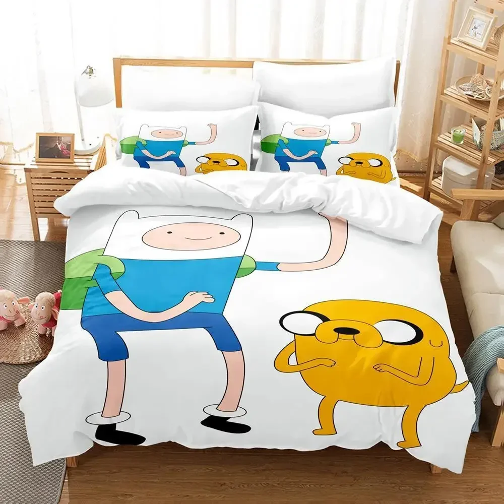

New Anime Adventure Time Bedding Set Duvet Cover Comforter Bed Set Quilt Cover Pillowcase King Queen Twin Size Boys Girl Adult