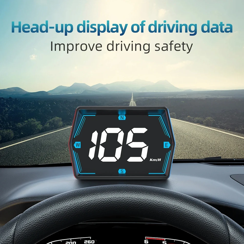 HUD GPS Car Digital tachimetro Head-Up Display Big Font bussola di allarme Overspeed per tutte le auto accessori elettronici