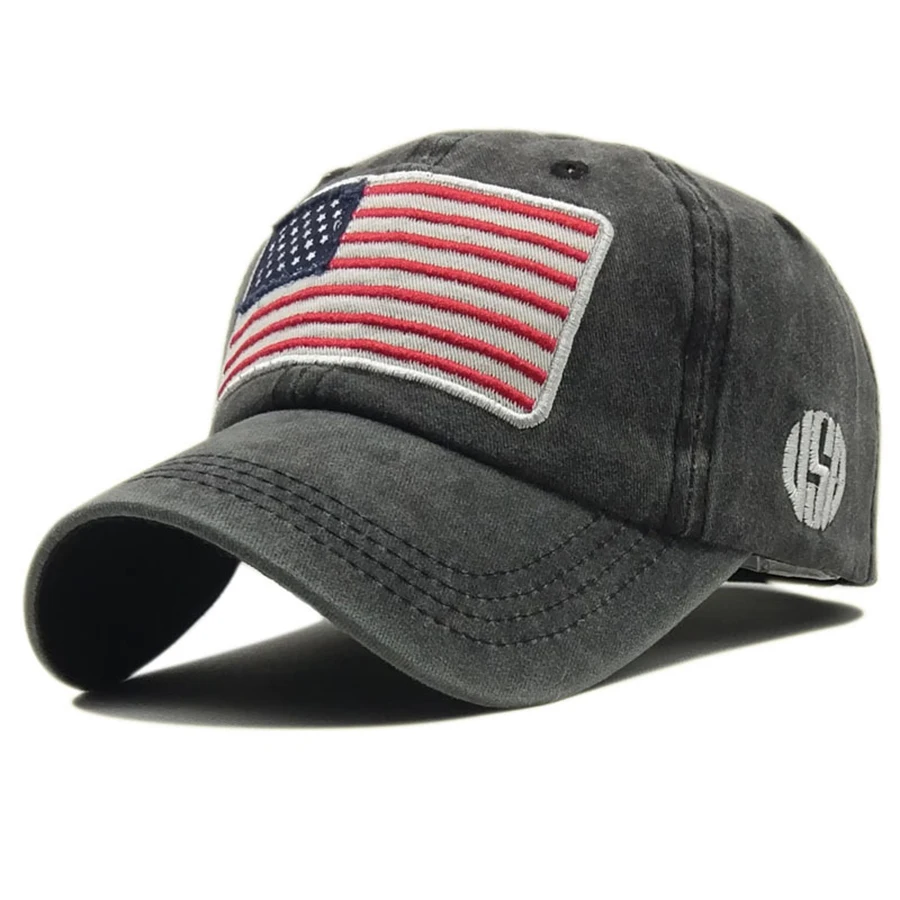 USA Flag Men's Baseball Cap Retro Embroidery Washed Cotton Dad Hats Fashion Women Hip Hop Caps Summer Outdoor Sun Visor Hat