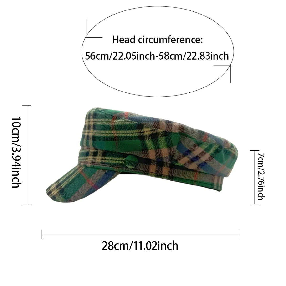 Boina com padrão xadrez doce HongLuan e boné jornaleiro feminino, acessórios femininos cosplay