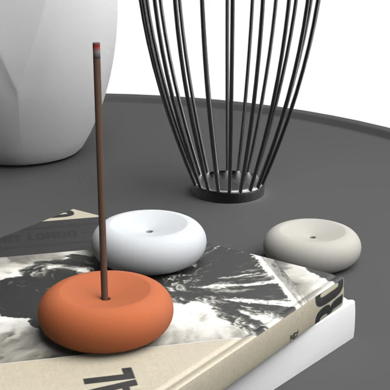 Concrete Insert Silicone Mold Simple Round Incense Stick Holder Cement Silicone Molds