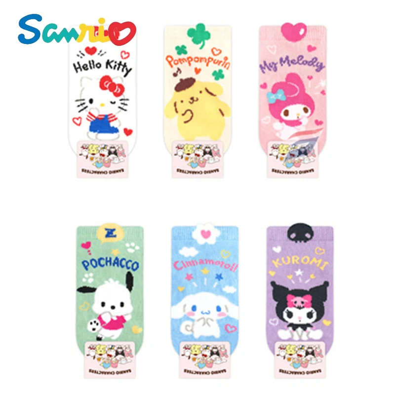 Anime Sanrios Pompom Purins My Melody Cinnamoroll LittleTwinStars Kawaii Parent-Child Ladies Kids Socks Cartoon Cute Short Socks