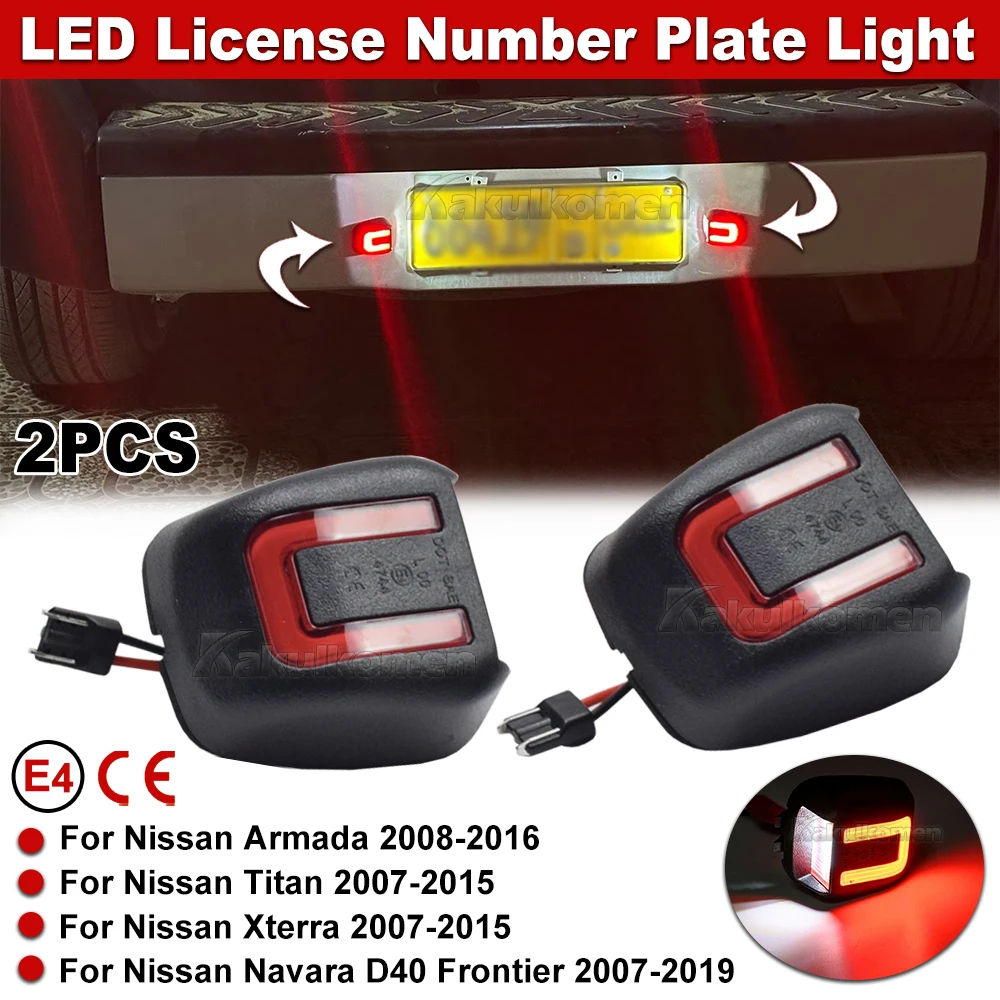 2PCS White 15SMD LED Car Number License Plate Lights for Nissan Navara D40 Frontier Armada Titan Xterra Suzuki Equator 12V T10