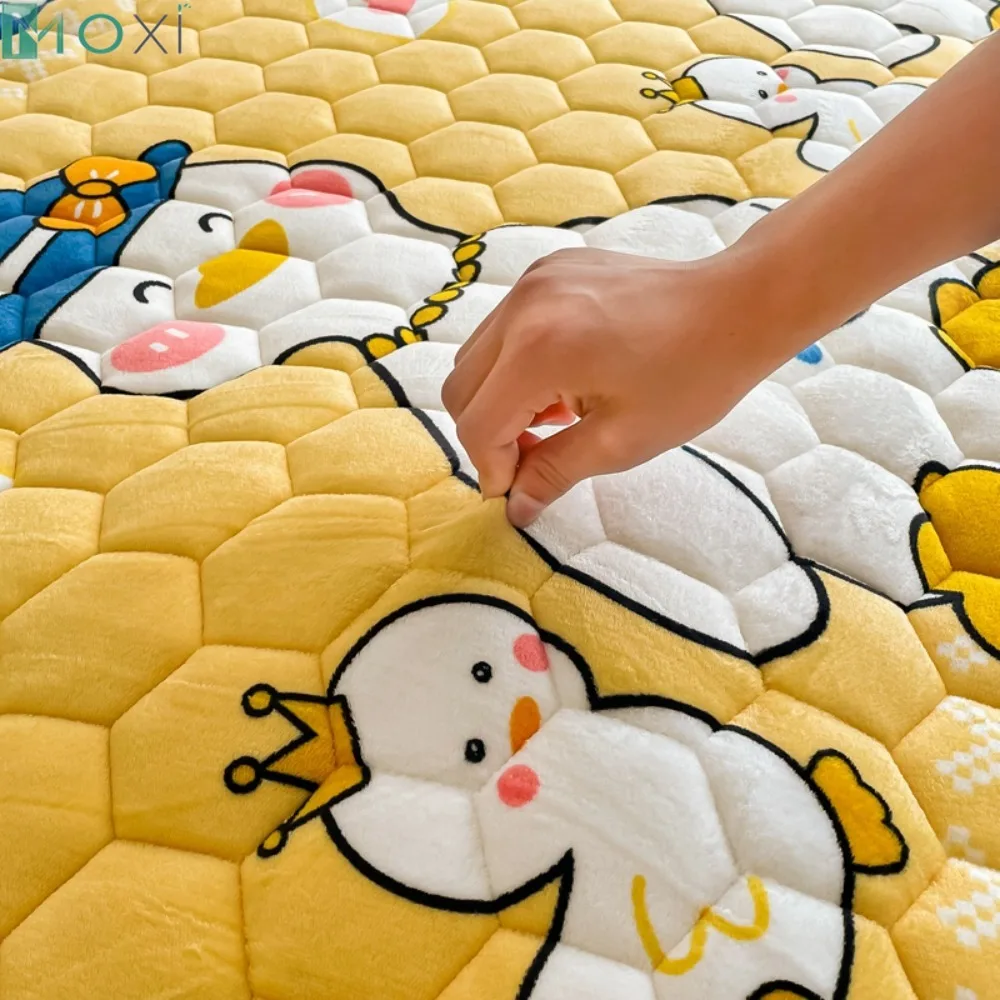 Cute Duck Pattern Milk Flour Mattress Thickening Winter Autumn Spring Student Dormitory Single Double Tatami Mat(No Pillaw Case)