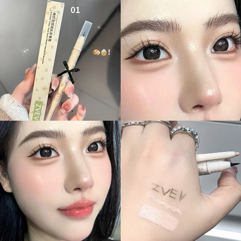 Penna Aegyo Sal a doppia estremità Evidenziatore di perle 2 in 1 e fodera per ombra per definizione sotto gli occhi Effetto coreano per l'ingrandimento degli occhi naturale