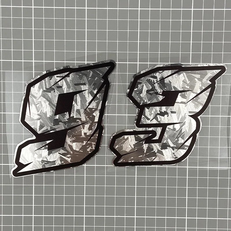 1Pc Silver Carbon Fiber Vinyl Number Sticker 0-9, Waterproof Decor Decal for Helmet, Windshield & Scooter