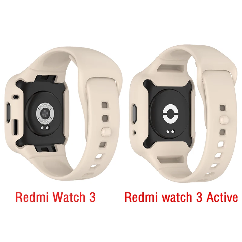 Silicone Strap with Case for Redmi Watch 3 / Redmi Watch 3 Active Strap Replacement Bracelet Protective Shell Cover