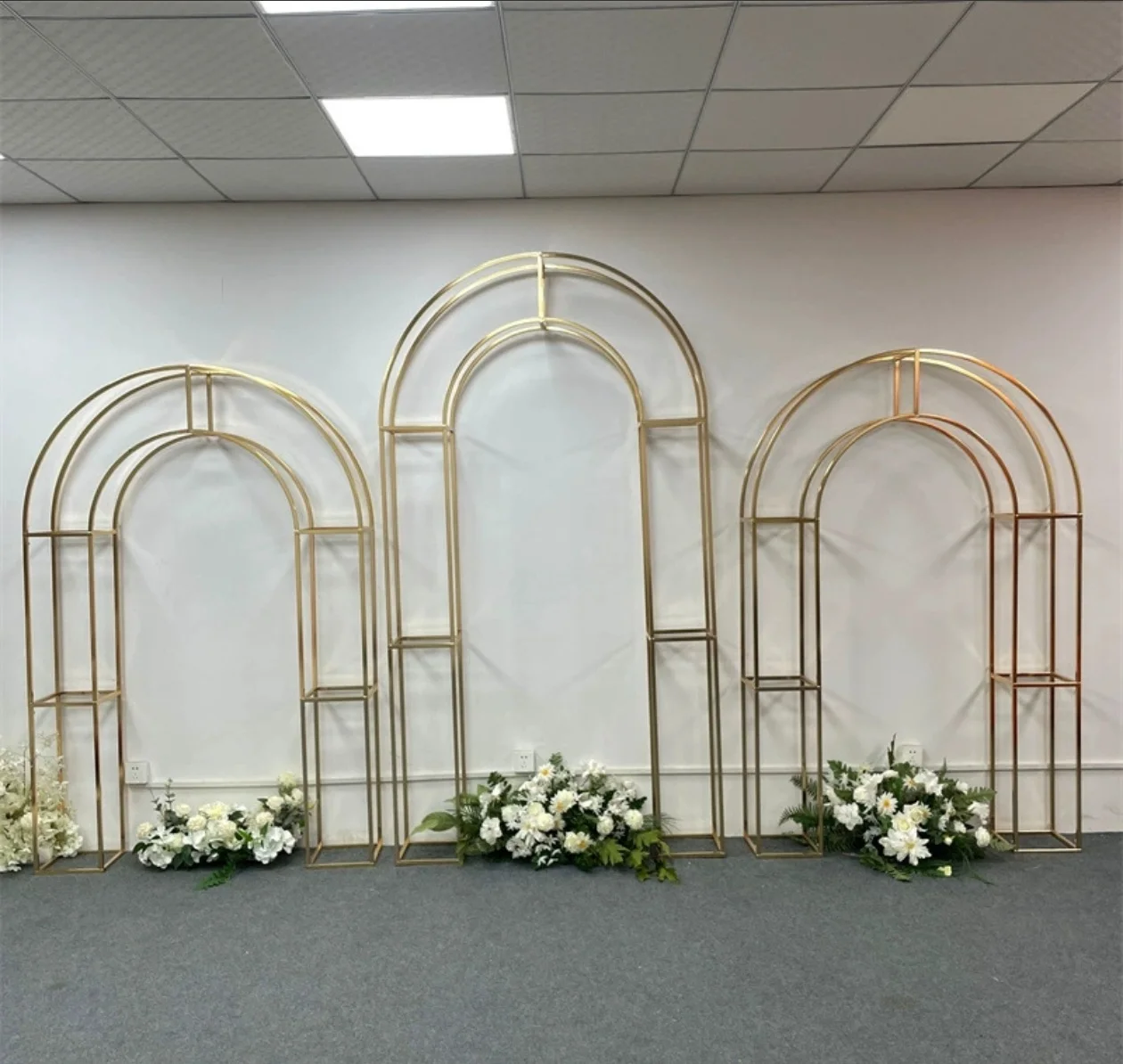 

1pcs/3pcs Wedding Shiny Gold Arch Background Flower Stand Birthday Party Outdoor Balloon Irregular Shape Stand Luxury Decoration