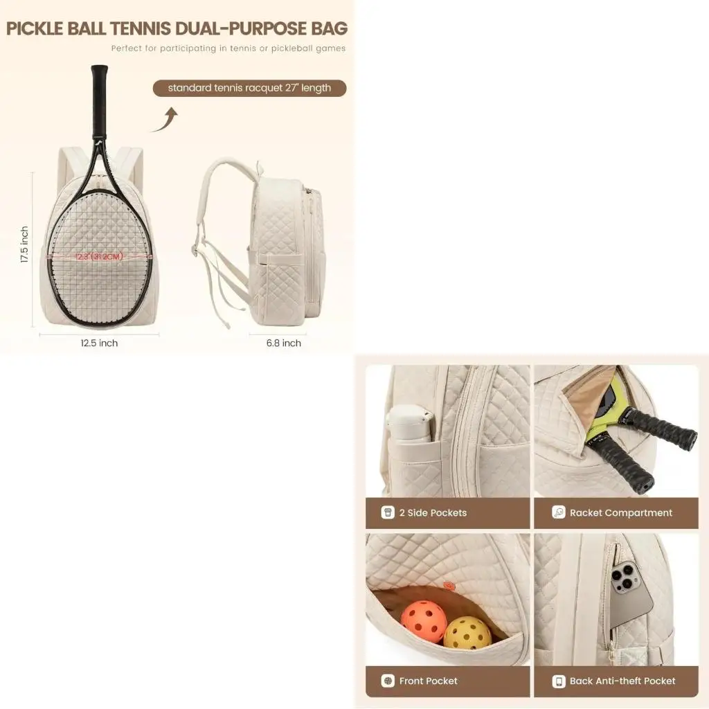 

Tennis Racket Bag With Spacious Main Compartment Ergonomic Design For Sports