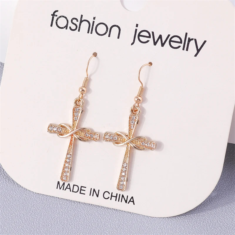 Women's Gothic Black Cross Drop Earrings, Dangle Hook Design