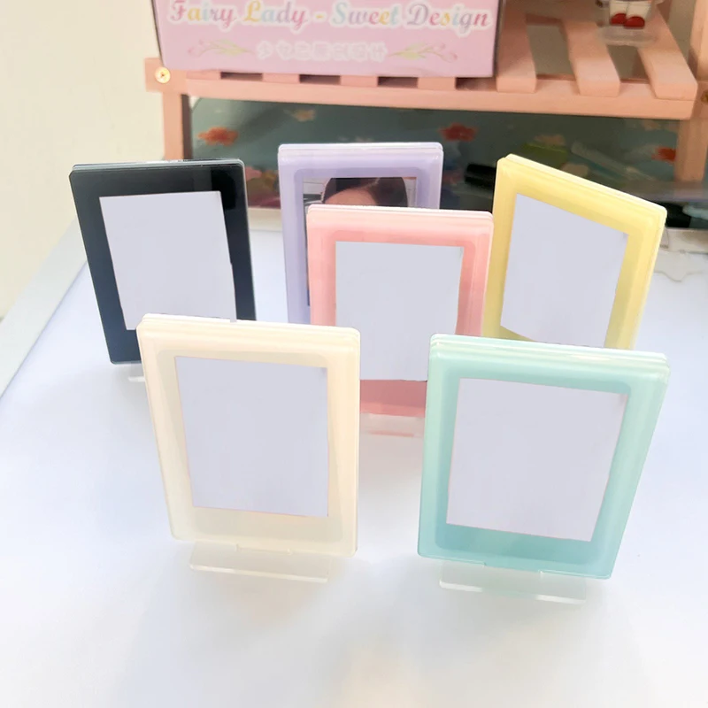 INS 3 Inch Acrylic Macaron Colour Double Side Photocard Frame Holder Card Desktop Storage Kpop Idol Photo Holder Stand Display