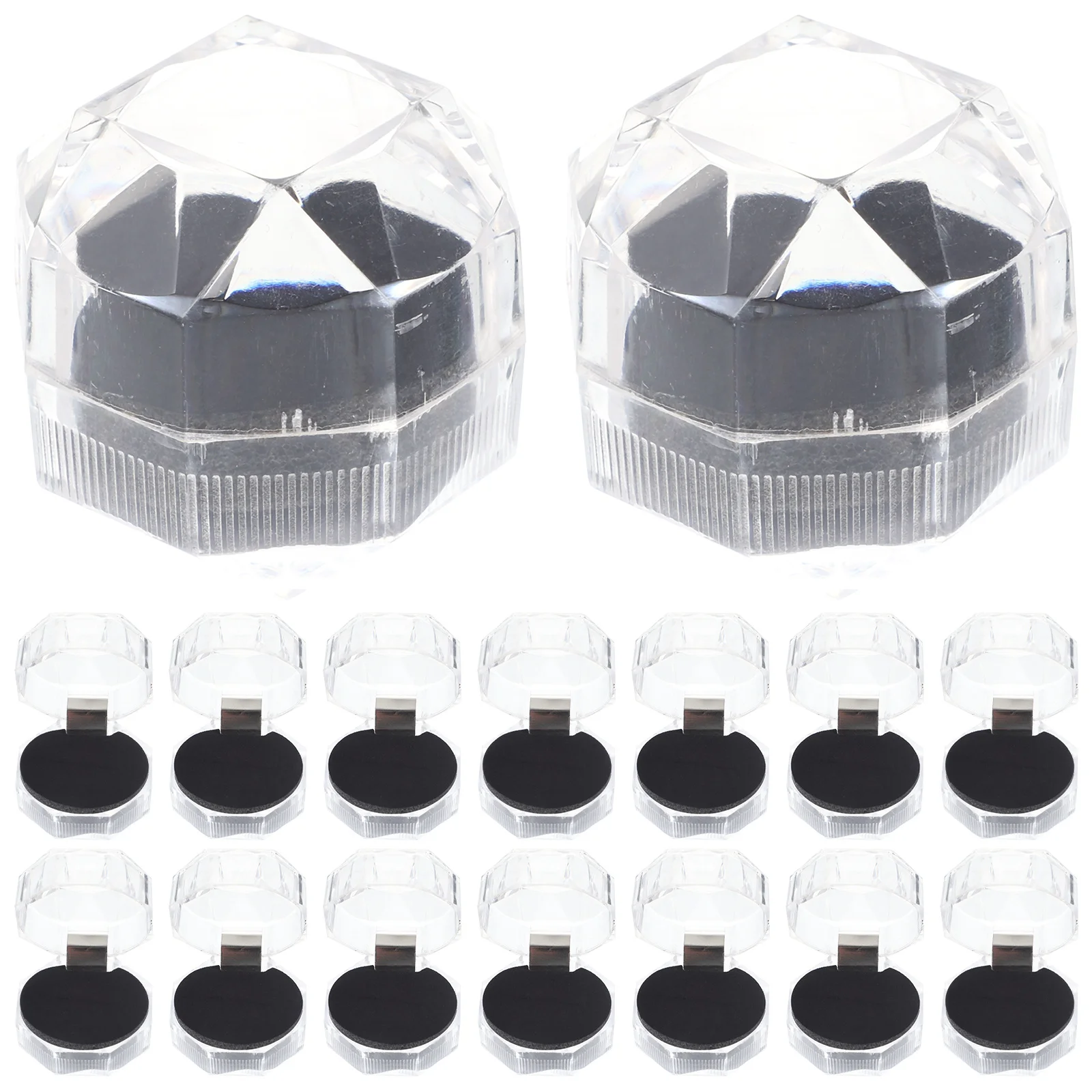 

20pcs Boxes Transparent For Wedding Ring Storage Case Organizer Jewelry Gift Box Engagement Party Bridal Shower Proposal Double