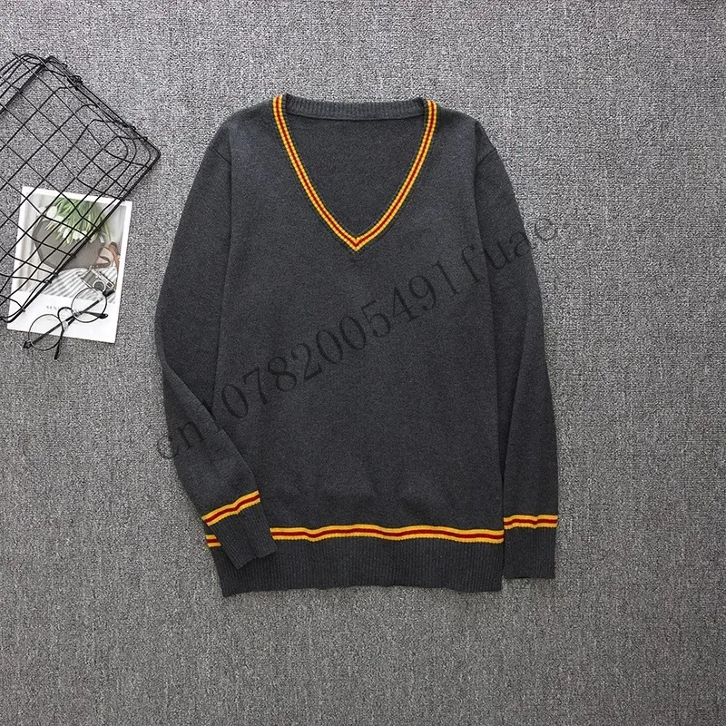 Slytherin Ravenclaw Hufflepuff suéter de manga larga con cuello en V todo fósforo ropa diaria Unisex disfraz de Cosplay