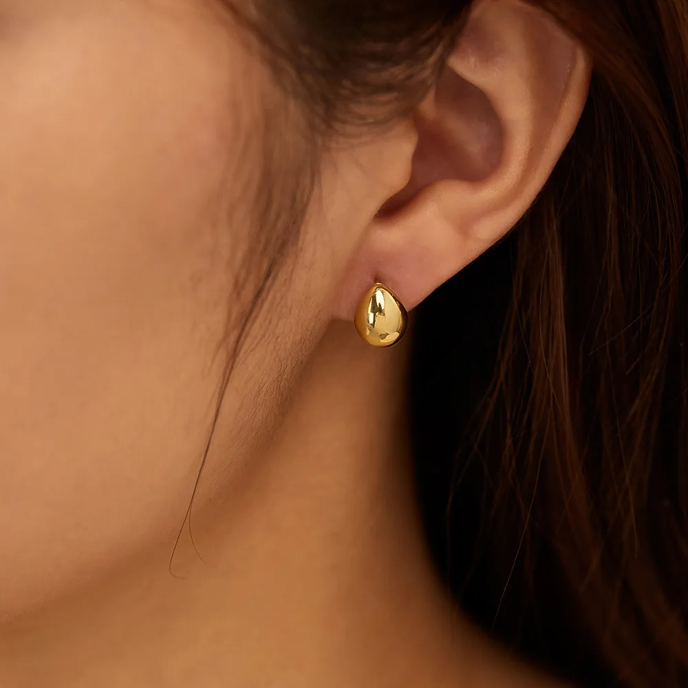 

Ailodo Delicate Stainless Steel Hollow Water Drop Stud Earrings For Women Minimalist Party Wedding Earrings Fashion Jewelry Gift