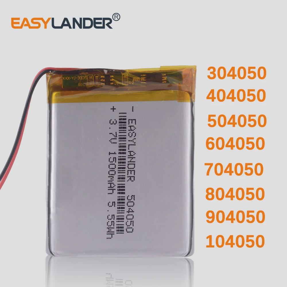 304050 404050 504050 3.7V 1500mAh 604050 704050 804050 904050 104050 Batteries Rechargeable Lithium Li-ion Polymer Battery